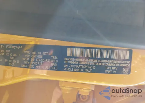 2016 Jeep Renegade Sport z USA, uszkodzony, nr VIN ZACCJAAT5GPD52133